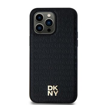 Samsung Galaxy S24 Ultra (SM-S928) DKNY Leather Monogram Pattern Metal Logo MagSafe Case Cover, Black