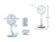 Foldable Wireless Desk Fan with LED Lamp, Blue