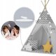 Telts Vigvams Spēļu Māja Bērniem ar Gaismas Virteni Nukido, Pelēka l Tepee Tent with Lights