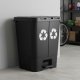 Dual Compartment Trash Can 40L Kitchen Recycling Bin with Pedal, Black