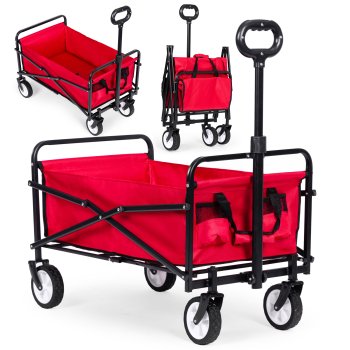 Folding garden and beach transport cart MultiGarden 48x90 cm red