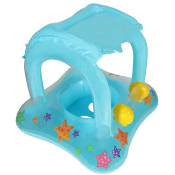 Inflatable Swimming Ring for Kids with Seat and Canopy, Blue, 72 cm