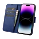iCarer iPhone 14 Pro Max 2in1 Leather Wallet Case Anti-RFID, Blue