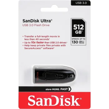 SanDisk Ultra USB 3.0 Flash Drive 512GB SDCZ48-512G-G46, Black