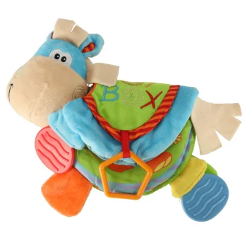 Donkey Sensory Soft Book with Rattle and Teether Toy for Babies