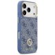 Guess 4G Strass Logo & Big Strap Metal Buttons MagSafe Case for iPhone 17 Pro, Blue