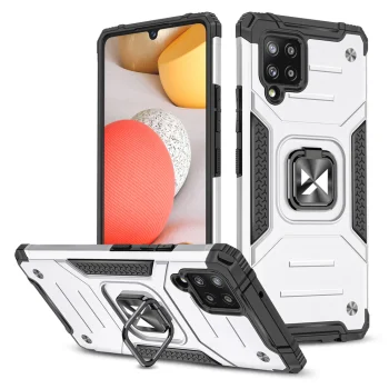 Wozinsky Ring Armor Case for Samsung Galaxy A42 5G with Kickstand and Ring Holder, Silver
