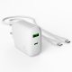 Puro Daily Prolite 45W USB-C USB-A Power Delivery Charger with USB-C Cable - White