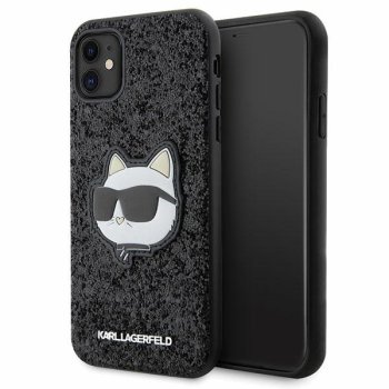 Apple iPhone 11 6.1" Karl Lagerfeld Glitter Choupette Patch Case Cover (KLHCN61G2CPK), Black