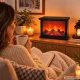 Decorative LED Fireplace Lantern with Moving Flame Effect, USB / 3x LR14, 25 x 17 x 13 cm, Black