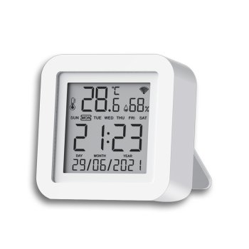 LTC Smart Wi-Fi Temperature and Humidity Sensor with Display for Tuya App, White, Silver