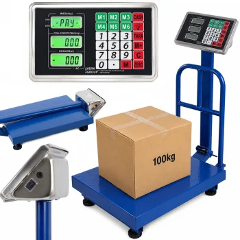 Electronic Platform Scale with Backrest, 100kg, LCD, Blue