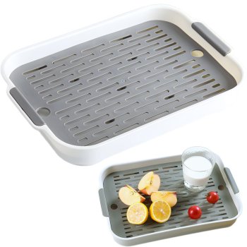 2-Tier Kitchen Dish Drying Tray with Drainer for Countertop Organization