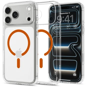 Spigen Ultra Hybrid Mag MagSafe Case for iPhone 18 Pro Max / 17 Pro Max, Clear Orange
