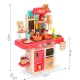 Multistore Kids Play Kitchen with Sound, LED, Steam and 42 Accessories, Pink