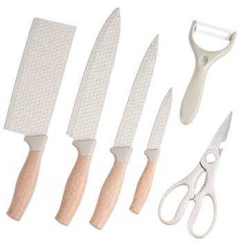 Kitchen Knife Set with Scissors and Peeler, 6 Pieces, Stainless Steel