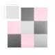 Puzzle foam mat 180x180cm 9 pcs grey pink