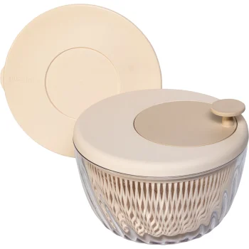 Guzzini Spin&Store Salad Spinner with Lid, 26 cm, Brown