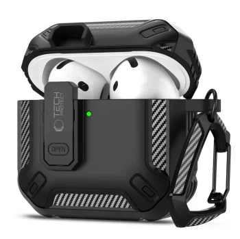 Tech-Protect Carbonox dėklas AirPods 4 ausinėms, juodas