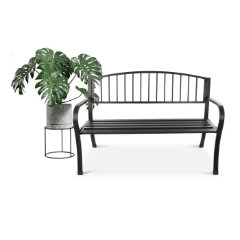 Bauerkraft G-414 Garden Bench with Backrest, Steel/Cast Iron, Black