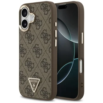 Guess iPhone 17 Case MagSafe 4G PU Leather Triangle Logo, Black
