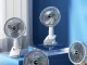 Portable Clip On Desk Fan, 3-Speed Cordless USB Fan, White-Grey