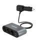 Dudao Car Charger with 3-Way Cigarette Lighter Splitter and 2x USB, Black