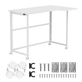 Maclean MC-1250 L/W Folding L-Shaped Desk, 100x65cm, White