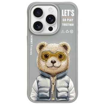 Nimmy Cool&Cute 2.0 Bear Phone Case Cover iPhone 15 Pro Max - Gray