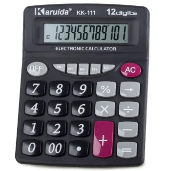 Desktop Calculator with 12-Digit Angled Display and Large Buttons, Black