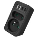 Socket Splitter Maclean MCE249 F/B 2x AC Outlets, 2x USB-A 18W, 2x USB-C PD 20W, Black