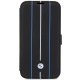 BMW Leather Stamp Blue Lines Bookcase for iPhone 14 Pro, Black