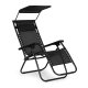 MultiGarden ZRL009-R BLACK Garden and Beach Sun Lounger with Canopy, Black