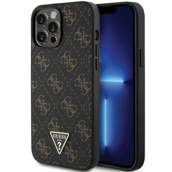Guess iPhone 14 Pro Case 4G Triangle Metal Logo, Black