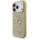 Guess Fixed Glitter Big 4G Metal Frame Case for iPhone 17 Pro, Gold