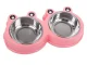 Double Pet Bowl for Dogs and Cats with Stainless Steel Bowls 2 x 0.3L, Pink