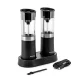 Huslog Electric Gravity Salt and Pepper Grinder Set with Base, Black