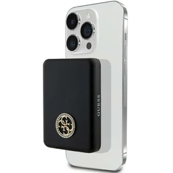 Guess MagSafe Wireless Power Bank 4G Strassed Metal Logo, 3000mAh, Black