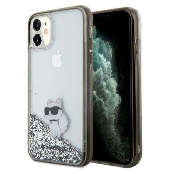 Apple iPhone 11 6.1'' Karl Lagerfeld Liquid Glitter Choupette Cover Case, Transparent