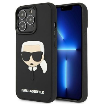 Apple iPhone 13 Pro 6.1" Karl Lagerfeld 3D Rubber Karl`s Head Case Cover (KLHCP13LKH3DBK), Black