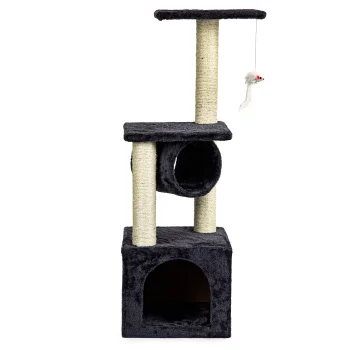 Cat scratching post with house and bed Petsi, grey