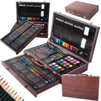 Art Painting and Drawing Set in Wooden Case, 143 Pieces
