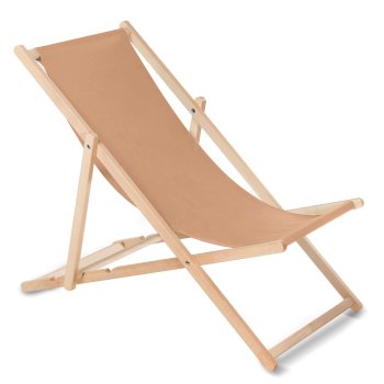 Greenblue GB183 Classic Beech Wood Deck Chair, Cappuccino