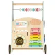 Wooden Baby Walker Push Toy with Activity Center and Abacus, Blue