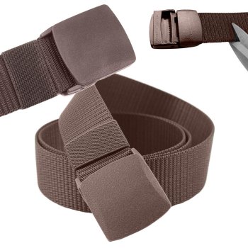 Tactical Military Web Belt for Trousers with Plastic Buckle, Brown