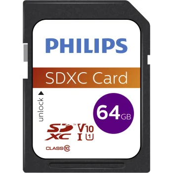 Philips 64GB SDXC Memory Card Class 10 UHS-I U1 (FM64SD55B/00)
