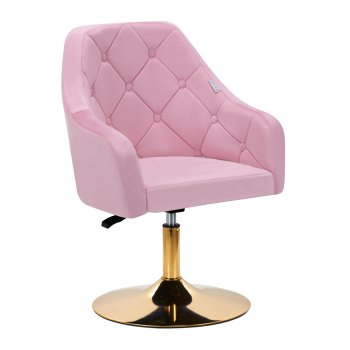 Velvet Swivel Chair 4Rico QS-BL14G for Beauty Salons, Pink