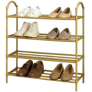 Large 4-Tier Shoe Rack Storage Organizer, Gold
