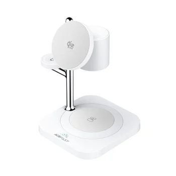 4-in-1 Wireless Charger Acefast E39 Qi2.2 25W with Night Light, White