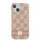 DKNY iPhone 15 Case IML Checkered Mono Pattern & Printed Stripes MagSafe, Pink